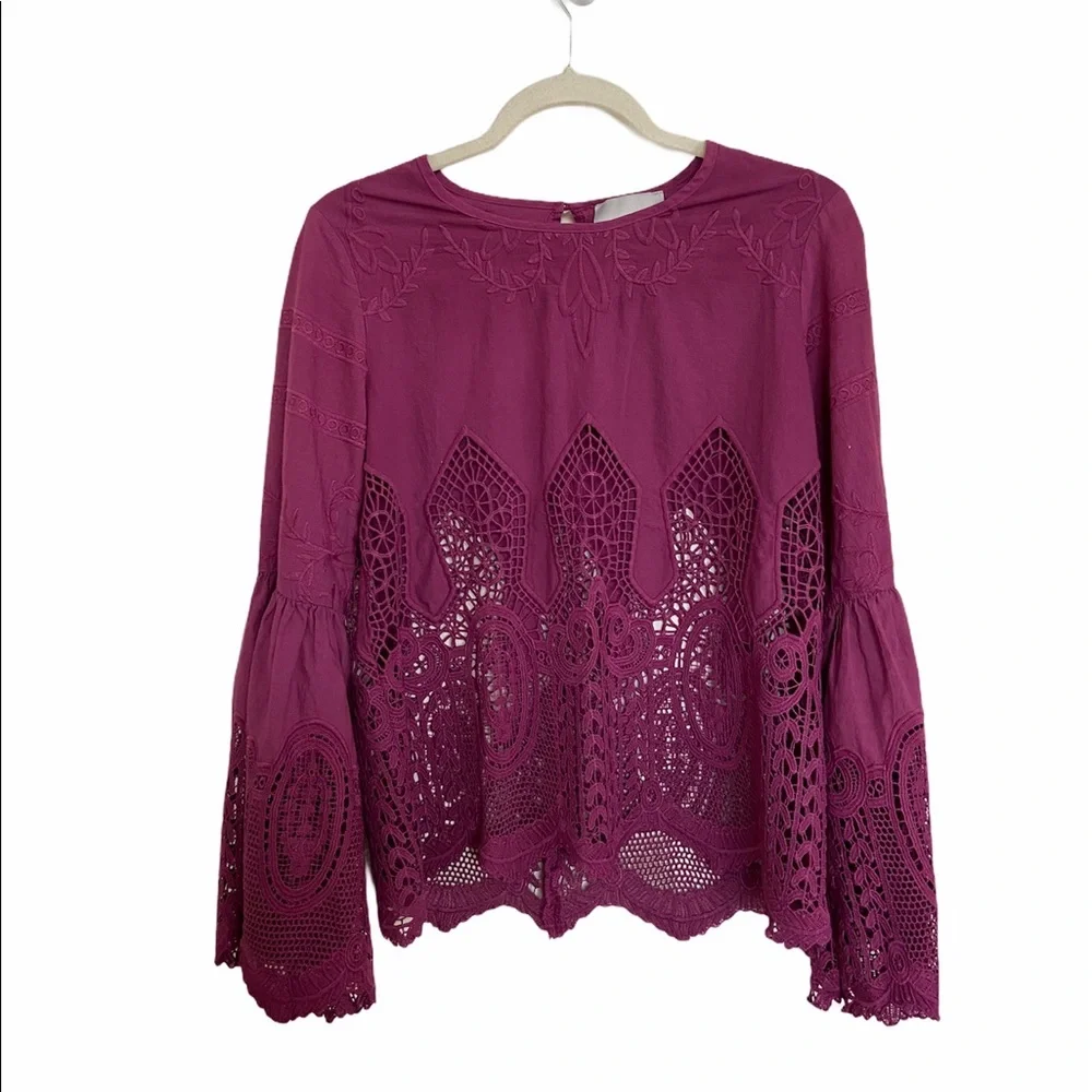 Anthropologie Chloe Oliver Embroidered Top
